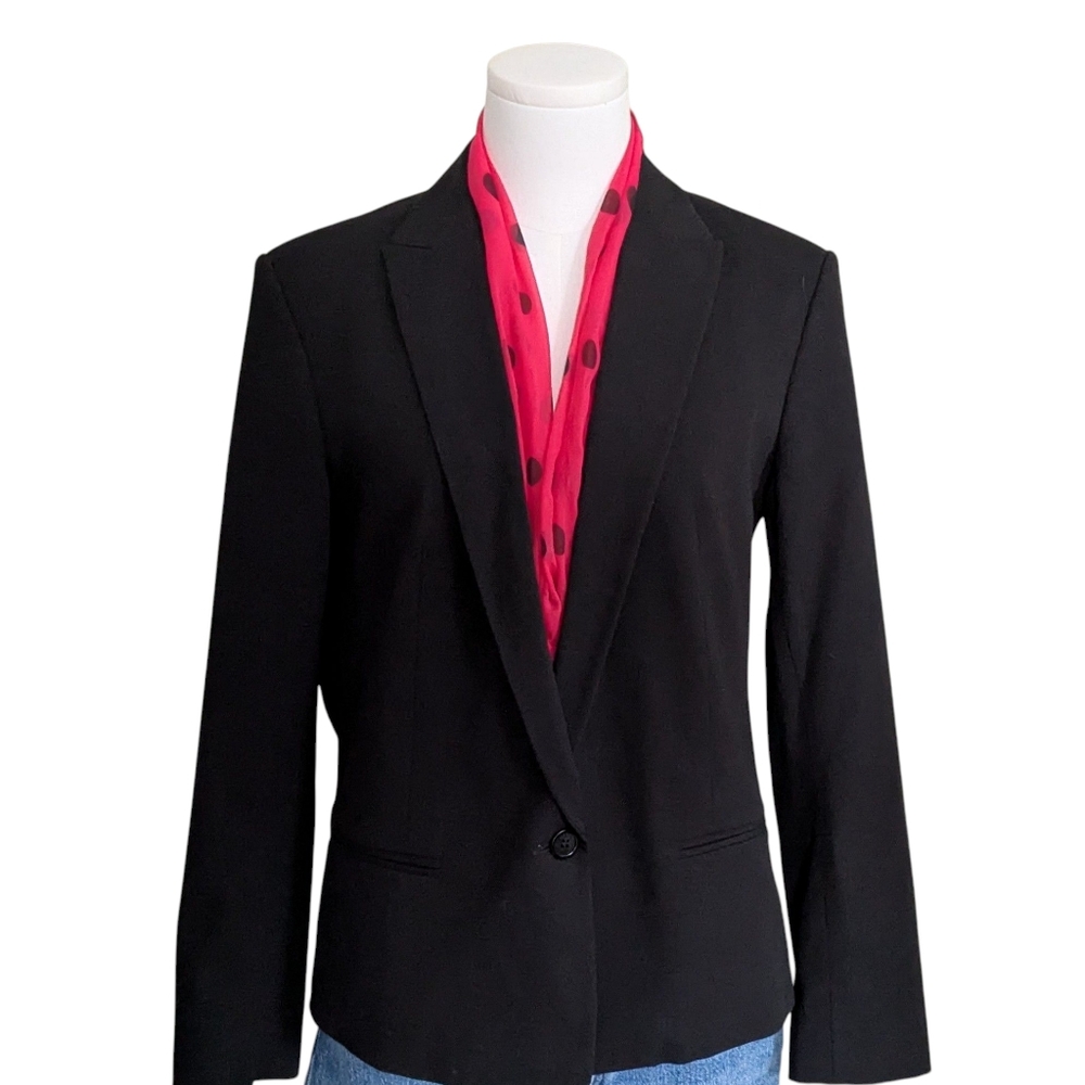 Theory Lynn Checklist Black Cotton Blazer Size 8